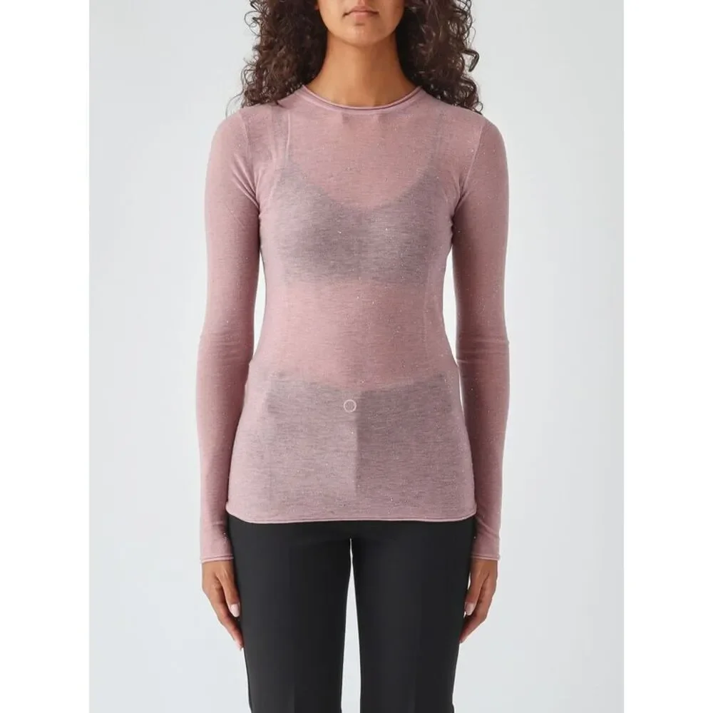 Pinko Women Slim Fit Wool Blend Crewneck Jumper Pinko With Sequin Embroidery